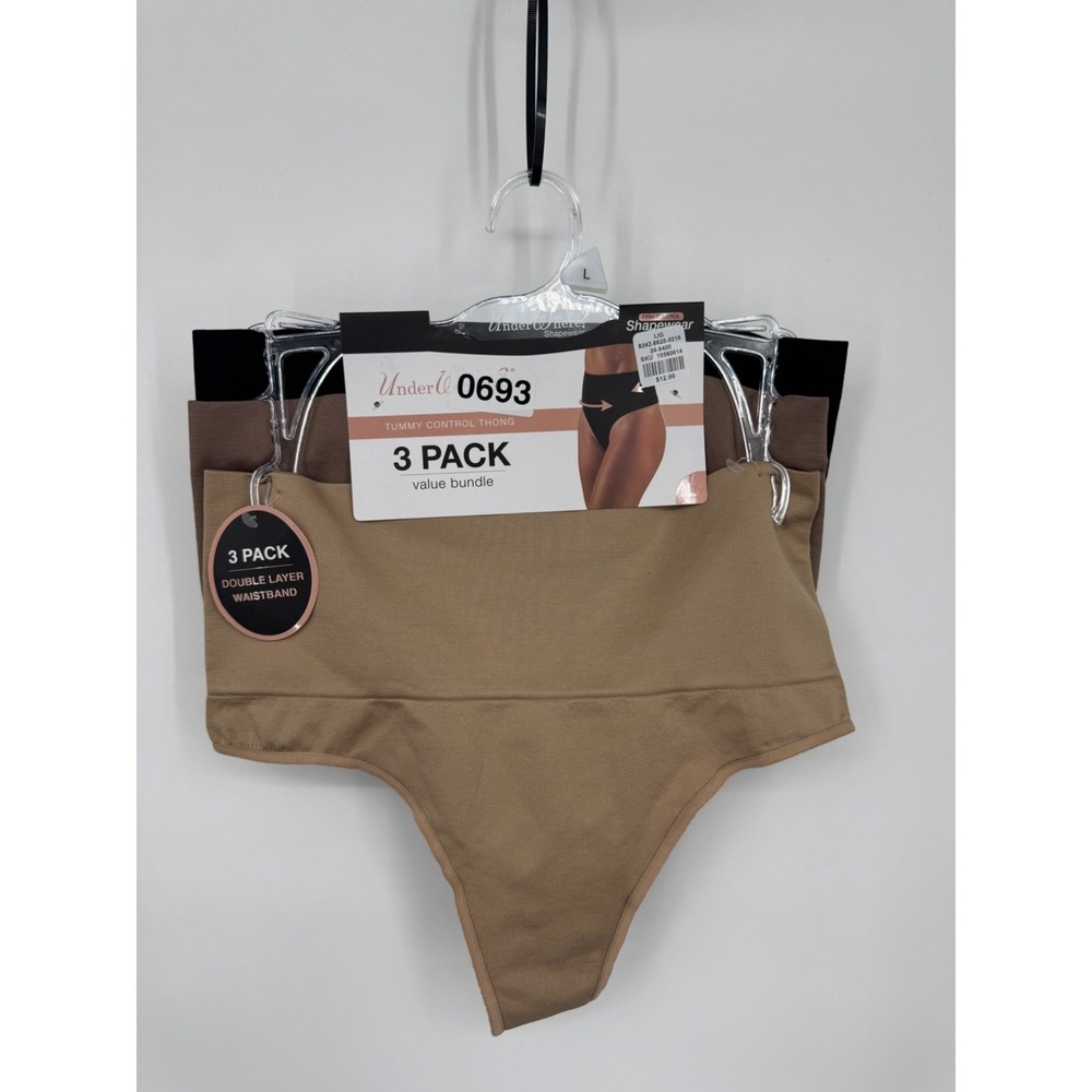 NWT Under Where Bikini Bottom Women's Large Double Layer Waistband Pack Of 3
